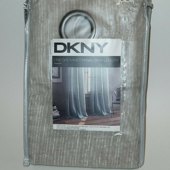 DKNY Parkside Grommet 95" Window Curtain Panel Brown Cream Natural Nude Linen - Picture 1 of 5